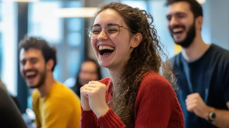 Lachende Teilnehmende in einem Seminar